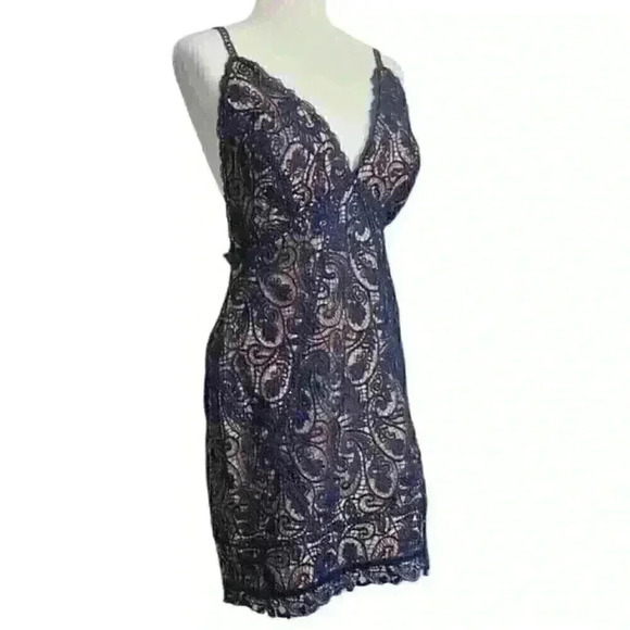TJD Spaghetti Strap Lace Mini Dress in Blue medium - Picture 1 of 9